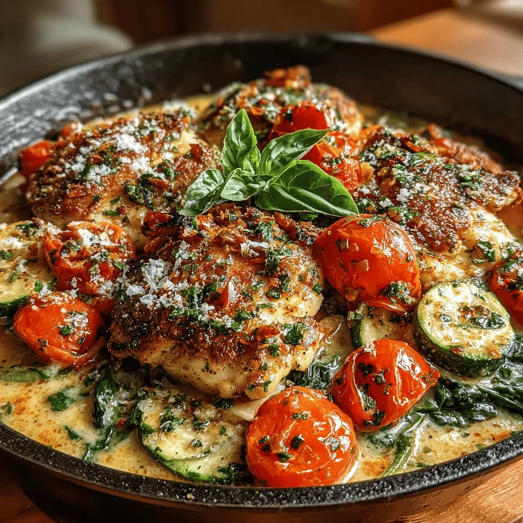 When it comes to weeknight dinners, finding a dish that is both satisfying and quick to prepare can be a challenge. Enter the Creamy Tuscan Zucchini Chicken Skillet, a delightful fusion of flavors and textures that promises to elevate your dining experience without consuming your entire evening. This dish combines tender chicken breasts with vibrant zucchini, sweet cherry tomatoes, and fresh spinach, all enveloped in a rich, creamy sauce that is simply irresistible. The balance of creamy and fresh ingredients makes this skillet meal not only a treat for the taste buds but also a feast for the eyes.