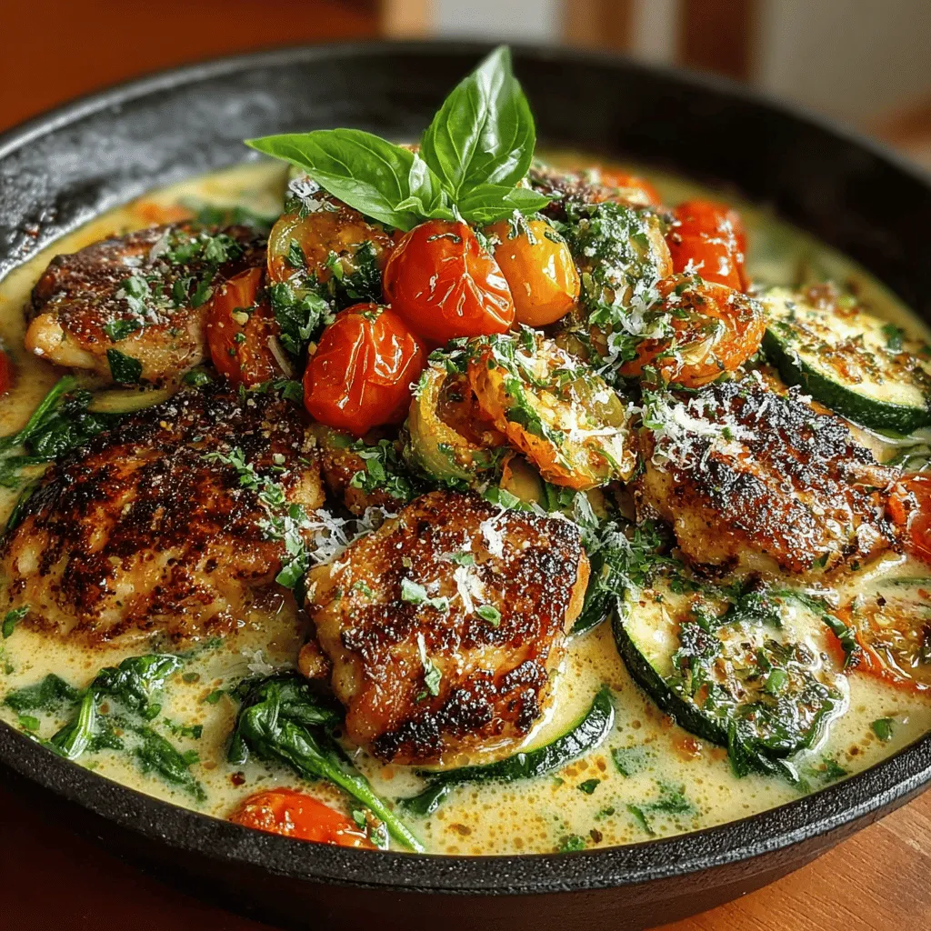 When it comes to weeknight dinners, finding a dish that is both satisfying and quick to prepare can be a challenge. Enter the Creamy Tuscan Zucchini Chicken Skillet, a delightful fusion of flavors and textures that promises to elevate your dining experience without consuming your entire evening. This dish combines tender chicken breasts with vibrant zucchini, sweet cherry tomatoes, and fresh spinach, all enveloped in a rich, creamy sauce that is simply irresistible. The balance of creamy and fresh ingredients makes this skillet meal not only a treat for the taste buds but also a feast for the eyes.