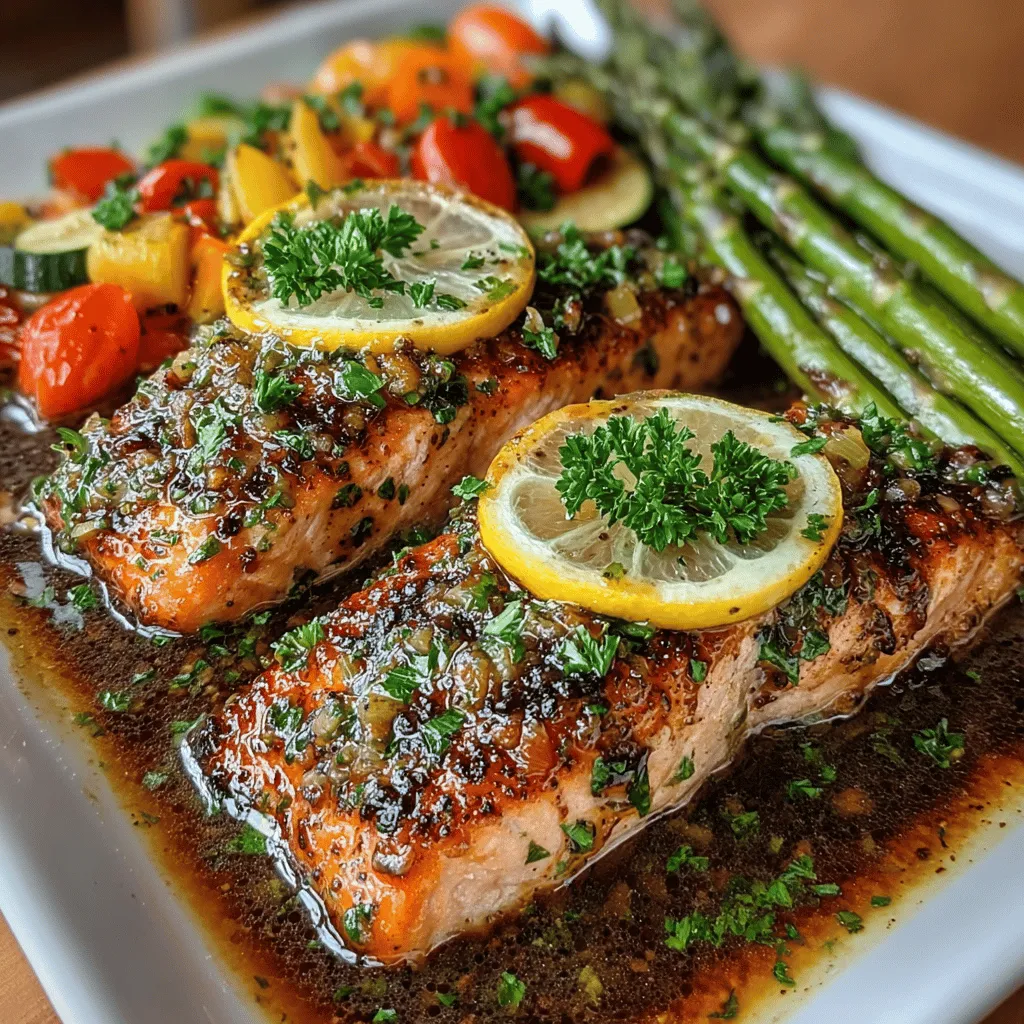When it comes to preparing a meal that is both delicious and nutritious, Zesty Lemon Butter Salmon with Colorful Roasted Veggies stands out as a prime choice. This recipe marries the rich, buttery flavors of salmon with the bright, zesty notes of lemon and garlic, resulting in a dish that is not only a feast for the eyes but also a delight for the palate. Whether you're looking for an easy weeknight dinner or a dish that can impress at a special gathering, this recipe delivers simplicity without compromising on taste.