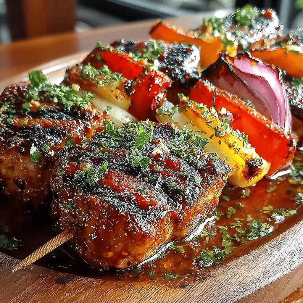 If you're looking for a dish that perfectly balances sweet and savory flavors while showcasing the versatility of chicken, look no further than Sweet & Smoky Honey BBQ Chicken Skewers. This delightful recipe is sure to become a favorite at family dinners, barbecues, and parties, as it combines the ease of preparation with an unforgettable taste that will tantalize your taste buds. With tender pieces of chicken marinated in a rich blend of ingredients and grilled to perfection, these skewers are not only a feast for the palate but also visually appealing, making them an excellent choice for any gathering.