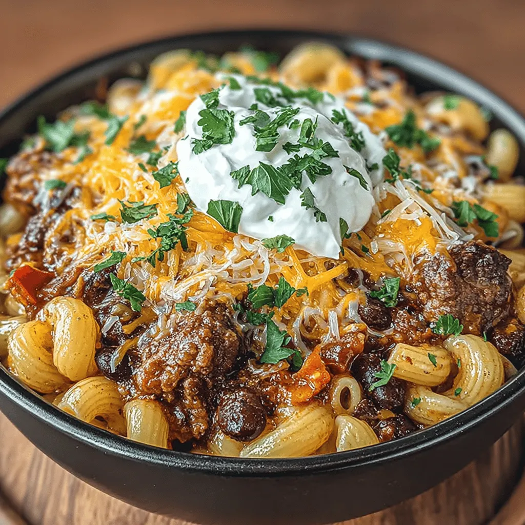 As the days grow shorter and the air turns crisp, there's nothing quite like the comforting embrace of a warm meal to brighten your evenings. Imagine this: the aroma of savory spices wafting through your home, luring everyone into the kitchen, eagerly anticipating a hearty dish that warms the soul. That's the magic of <strong>Hearty Slow Cooker Chili Mac with Cheddar Delight</strong>.” /></p>
</p>
<h2>Preparation Steps to Deliciousness</h2>
</p>
<p>Now that you have all your ingredients ready, let’s dive into the preparation process for your Hearty Slow Cooker Chili Mac with Cheddar Delight.</p>
</p>
<p>1. <strong>Brown the Meat</strong>: Start by browning the ground beef or turkey in a skillet over medium heat. This step is crucial as it not only cooks the meat but also enhances its flavor. Cook until the meat is browned and fully cooked, ensuring that there is no pink remaining.</p>
</p>
<p>2. <strong>Sauté Aromatics</strong>: Once the meat is fully cooked, add the chopped onion and minced garlic to the skillet. Sauté them together until the onion becomes translucent, which usually takes about 3-5 minutes. This step creates a flavorful base for your chili mac. If there’s excess grease after browning the meat, be sure to drain it to keep the dish leaner.</p>
</p>
<p>3. <strong>Combine Ingredients in the Slow Cooker</strong>: Transfer the fragrant mixture of meat, onion, and garlic into your slow cooker. Add in the chopped bell pepper, black beans, kidney beans, crushed tomatoes, and beef broth. Stir in the chili powder, cumin, smoked paprika, cayenne pepper, salt, and pepper. This is where the magic begins as the flavors meld beautifully during the slow cooking process.</p>
</p>
<p>4. <strong>Slow Cook</strong>: Cover your slow cooker and let it work its magic. Set it to low for 6-8 hours or high for 3-4 hours. The longer you let it cook, the more the flavors will develop, resulting in a rich and hearty chili base that will be the foundation of your chili mac.</p>
</p>
<p>5. <strong>Add Elbow Macaroni</strong>: About 30 minutes before serving, stir in the elbow macaroni. If the mixture appears too thick, feel free to add a splash more broth or water to achieve your desired consistency. Allow the pasta to cook until tender, soaking up all those delicious flavors from the chili.</p>
</p>
<p>6. <strong>Incorporate Cheddar Cheese</strong>: Finally, when the pasta is cooked to perfection, stir in 1 ½ cups of shredded sharp cheddar cheese until it melts into a gooey, cheesy delight. This step is essential as it transforms your chili mac into a creamy, cheesy masterpiece. Reserve the remaining cheese for topping when serving.</p>
</p>
<h2>Tips & Tricks for a Perfect Chili Mac</h2>
</p>
<p>– <strong>Seasoning Matters</strong>: For added flavor, consider browning the meat with a sprinkle of salt and pepper. This simple step helps to enhance the overall taste of your dish.</p>
</p>
<p>– <strong>Vegetable Additions</strong>: Customize your chili by adding more vegetables like zucchini or corn for extra nutrition. Not only will this add flavor and texture, but it also increases the health benefits of your meal.</p>
</p>
<p>– <strong>Vegetarian Option</strong>: If you prefer a vegetarian version, simply replace the meat with an additional can of beans and use vegetable broth instead of beef broth. This will still give you a hearty and satisfying dish without the meat.</p>
</p>
<p>– <strong>Adjust Heat Levels</strong>: For those who enjoy a little kick, adjust the level of heat by modifying the cayenne pepper or adding fresh jalapeños. You can also serve sliced jalapeños on the side for those who want to spice things up.</p>
</p>
<p>– <strong>Taste Before Serving</strong>: Don’t forget to taste your chili before serving. Adjust the seasoning as needed for a flavor that’s just right for you. This step is crucial as it allows you to ensure that the chili is well-balanced and flavorful.</p>
</p>
<h2>Serving Suggestions</h2>
</p>
<p>Now that your Hearty Slow Cooker Chili Mac is ready, it’s time to serve it up! Here are some delightful serving suggestions to elevate your dish:</p>
</p>
<p>– <strong>Top with Cheddar</strong>: Before serving, sprinkle the reserved shredded cheddar cheese on top of each bowl. The heat from the chili mac will melt the cheese slightly, creating an even more indulgent experience.</p>
</p>
<p>– <strong>Garnish with Fresh Cilantro</strong>: For a burst of freshness, sprinkle chopped fresh cilantro over the top of your chili mac. This not only adds a pop of color but also brightens up the flavors, complementing the richness of the dish.</p>
</p>
<p>– <strong>Sour Cream or Greek Yogurt</strong>: Add a dollop of sour cream or Greek yogurt on top for a creamy contrast to the spicy chili. This ingredient can help balance the heat and add a luxurious texture.</p>
</p>
<p>– <strong>Serve with Cornbread</strong>: Pair your chili mac with a side of warm cornbread or crusty bread. The sweetness of the cornbread complements the savory flavors of the chili mac beautifully.</p>
</p>
<p>– <strong>Accompany with Salad</strong>: For a well-rounded meal, serve your chili mac alongside a refreshing green salad. A simple salad with mixed greens, cherry tomatoes, and a light vinaigrette can provide a crisp contrast to the hearty chili.</p>
</p>
<h2>Variations to Explore</h2>
</p>
<p>The beauty of this Chili Mac is its versatility. Here are a few variations you might want to try:</p>
</p>
<p>– <strong>Spicy Chili Mac</strong>: For those who love heat, add diced jalapeños to the slow cooker along with the other ingredients. You can also incorporate a touch of hot sauce or a dash of chili flakes for an extra kick.</p>
</p>
<p>– <strong>Cheesy Chili Mac</strong>: If you’re a cheese lover, feel free to add more cheese into the slow cooker as it cooks. You can also experiment with different types of cheese like Monterey Jack or pepper jack for a unique flavor twist.</p>
</p>
<p>– <strong>BBQ Chili Mac</strong>: For a smoky flavor, consider adding a couple of tablespoons of your favorite barbecue sauce to the mixture. This will give your chili mac a delightful twist that’s perfect for summer gatherings.</p>
</p>
<p>– <strong>Mexican-Inspired Chili Mac</strong>: Incorporate black olives, corn, and taco seasoning for a Mexican twist. Top with avocado slices and cilantro for a fresh and vibrant finish.</p>
</p>
<p>– <strong>Mediterranean Chili Mac</strong>: Swap out the traditional beans for chickpeas and add diced tomatoes and feta cheese for a Mediterranean flair. Season with oregano and basil for added flavor.</p>
</p>
<h2>Conclusion</h2>
</p>
<p>Your Hearty Slow Cooker Chili Mac with Cheddar Delight is not just a meal; it’s an experience that combines comfort and flavor in every bite. This dish is perfect for busy weeknights, family gatherings, or any occasion when you crave something hearty and satisfying. Its simplicity in preparation and the ability to customize to your taste make it a beloved recipe that you can return to time and again.</p>
</p>
<p>Don’t hesitate to experiment with the variations suggested here, making this dish uniquely yours while enjoying the classic flavors that make it a crowd-pleaser. With its rich, cheesy goodness and wholesome ingredients, this chili mac is sure to be a hit at your table.</p>
</p>
<p>So gather your loved ones, serve up a bowl (or two), and enjoy the warmth and comfort that this Hearty Slow Cooker Chili Mac brings. Happy cooking!</p>
</div>