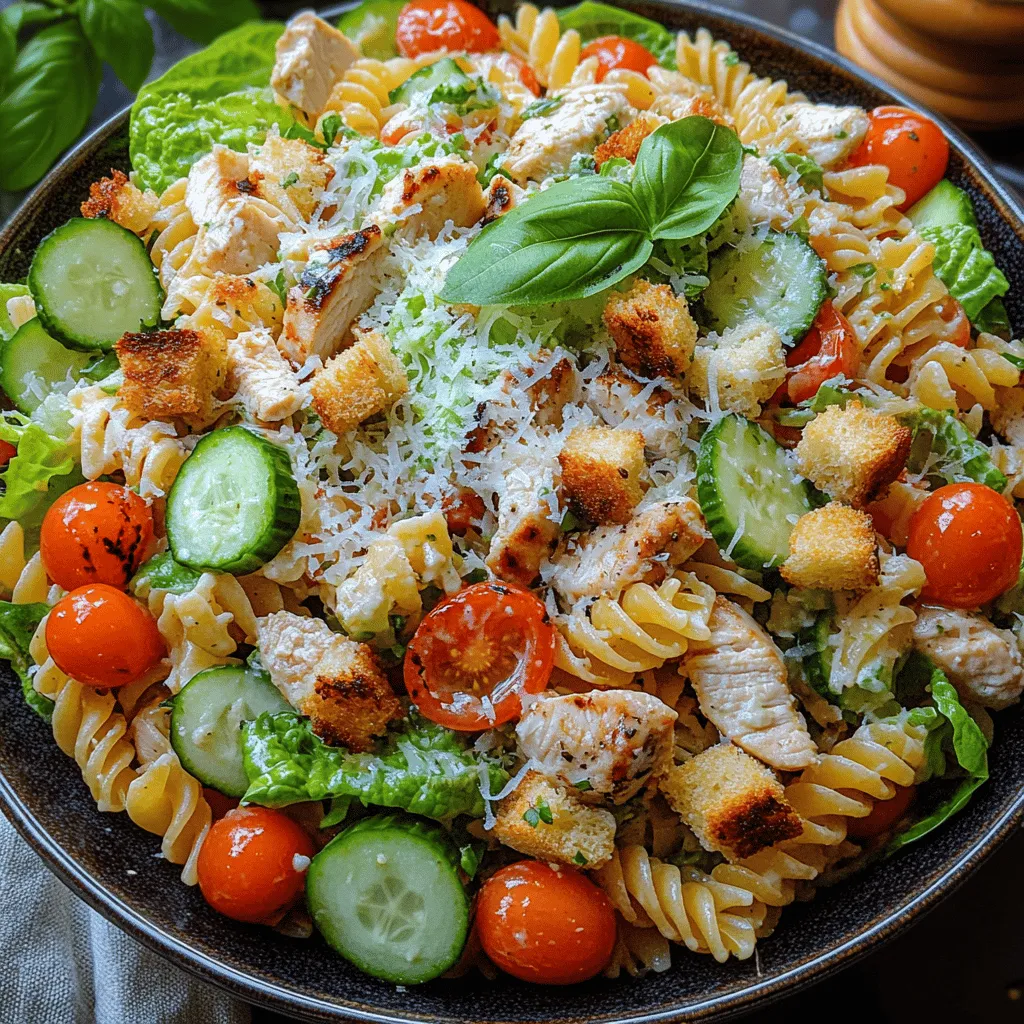 Are you on the lookout for a dish that combines the satisfying essence of pasta with the crisp freshness of a salad? Look no further than the Cool Caesar Chicken Pasta Delight. This recipe is not only refreshing and satisfying but also perfect for any occasion, be it a family dinner, a potluck gathering, or a quick lunch on a busy weekday. The balance of flavors—from the savory chicken to the creamy Caesar dressing, complemented by fresh vegetables—makes this dish a crowd-pleaser that caters to both busy families and culinary enthusiasts. Moreover, its ease of preparation and endless customization options allow you to adapt it to your taste, ensuring that it can be enjoyed by everyone at the table.