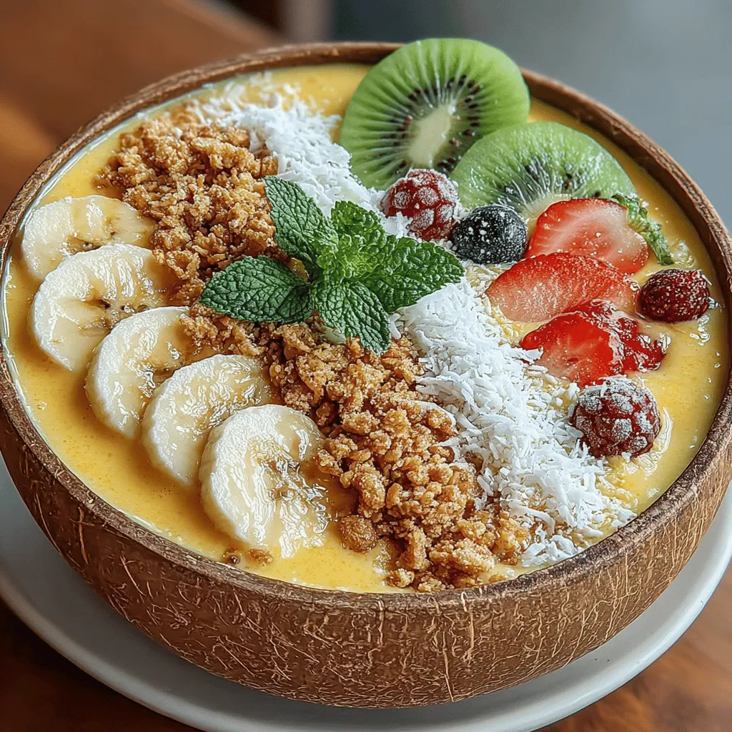 In the quest for a refreshing and nutritious treat, few recipes stand out quite like the Tropical Bliss Frozen Pineapple Coconut Smoothie Bowls. These bowls are not only visually appealing but also a delightful fusion of tropical flavors that can invigorate your morning routine or serve as a satisfying snack at any time of the day. Imagine waking up to the taste of sun-ripened pineapple and creamy coconut, all while knowing you're indulging in a dish that's also packed with essential nutrients. This recipe combines frozen pineapple, coconut milk, Greek yogurt, and a touch of honey, creating a creamy, dreamy smoothie base that is sure to tantalize your taste buds.