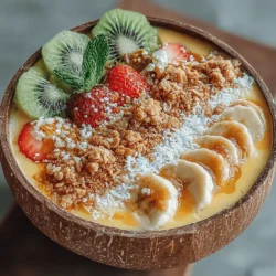 In the quest for a refreshing and nutritious treat, few recipes stand out quite like the Tropical Bliss Frozen Pineapple Coconut Smoothie Bowls. These bowls are not only visually appealing but also a delightful fusion of tropical flavors that can invigorate your morning routine or serve as a satisfying snack at any time of the day. Imagine waking up to the taste of sun-ripened pineapple and creamy coconut, all while knowing you're indulging in a dish that's also packed with essential nutrients. This recipe combines frozen pineapple, coconut milk, Greek yogurt, and a touch of honey, creating a creamy, dreamy smoothie base that is sure to tantalize your taste buds.