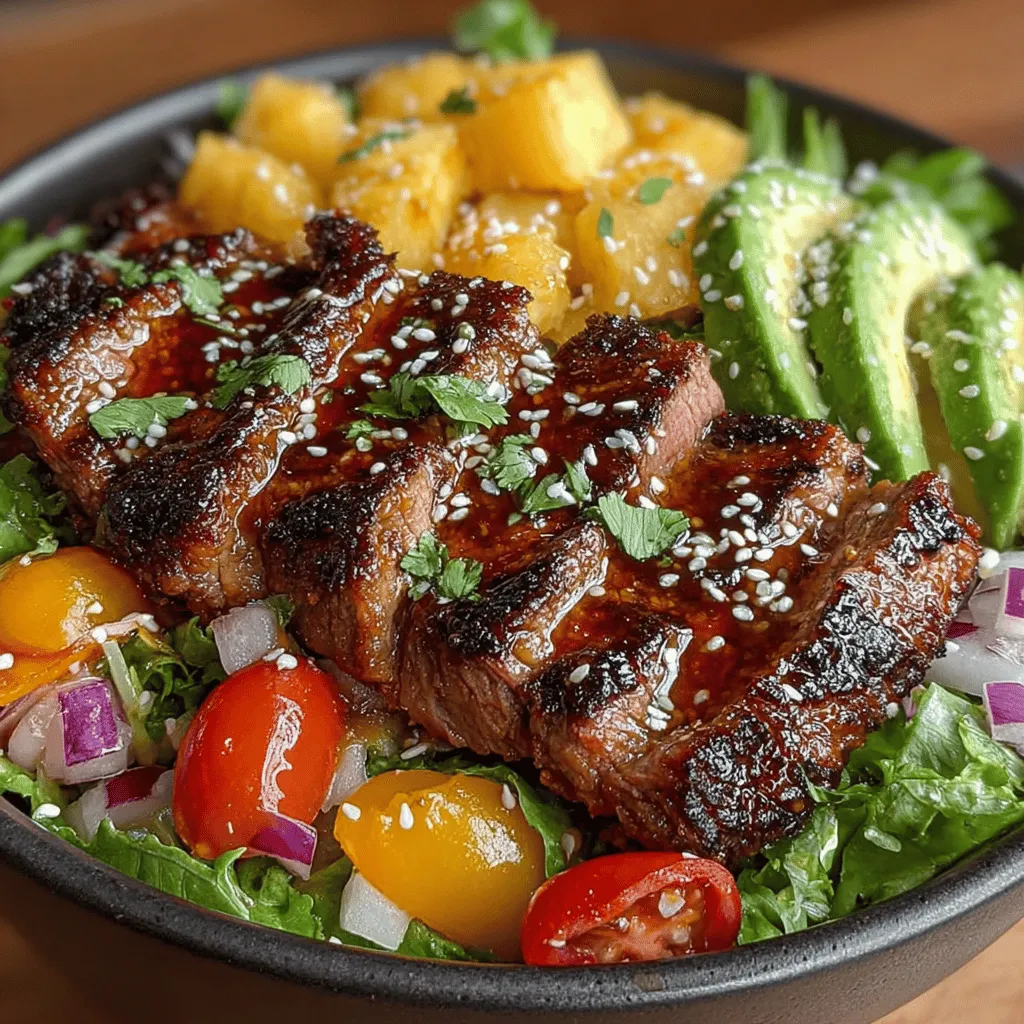In the realm of culinary arts, fusion cuisine represents a delightful blend of diverse culinary traditions, combining flavors, techniques, and ingredients from different cultures to create innovative dishes. One such creation is the Tropical Beef & Pineapple Fusion Salad Bowl, a vibrant and refreshing dish that brings together the rich, savory notes of beef with the sweet, tangy essence of pineapple. This salad not only tantalizes the taste buds but also offers a nutritious option for those seeking a healthy meal without sacrificing flavor.