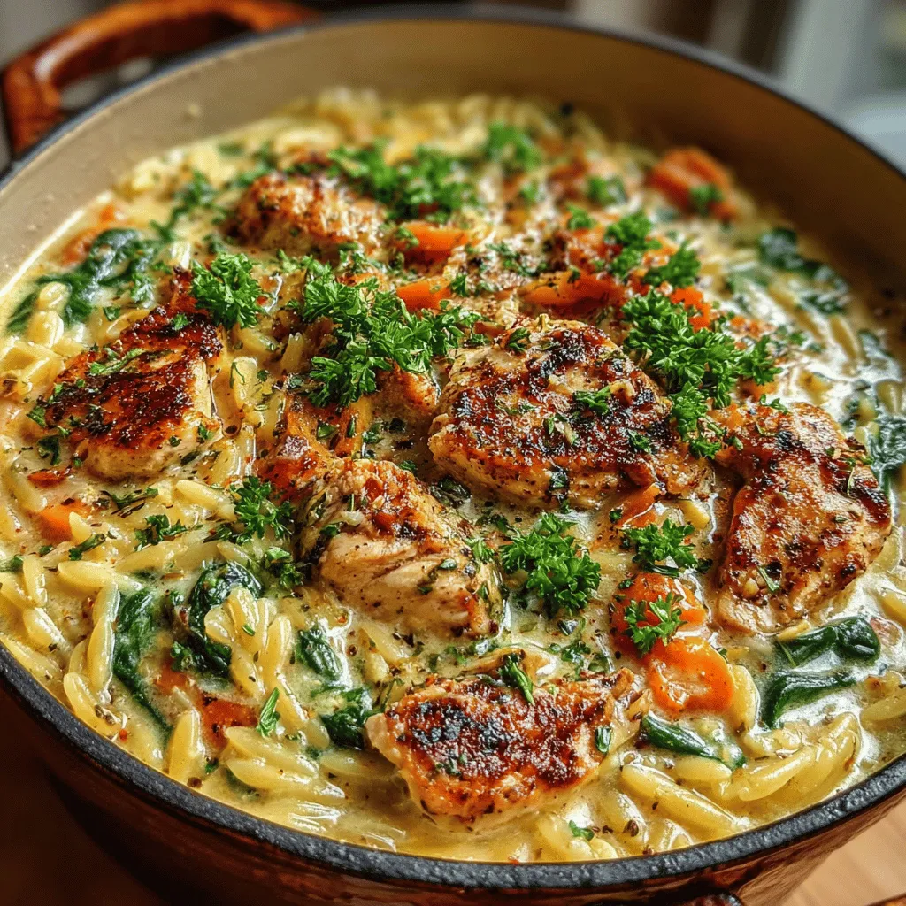 In the realm of comforting and hearty meals, few dishes can rival the allure of One-Pot Creamy Chicken and Spinach Orzo. This recipe presents a delightful combination of tender chicken, rich cream, and vibrant spinach, all enveloped in the delightful texture of orzo pasta. What makes this dish particularly appealing is not just its taste, but also the convenience it offers. With everything cooked in a single pot, this meal eliminates the need for multiple pans and minimizes cleanup, making it an ideal choice for busy weeknight dinners or leisurely weekend gatherings.