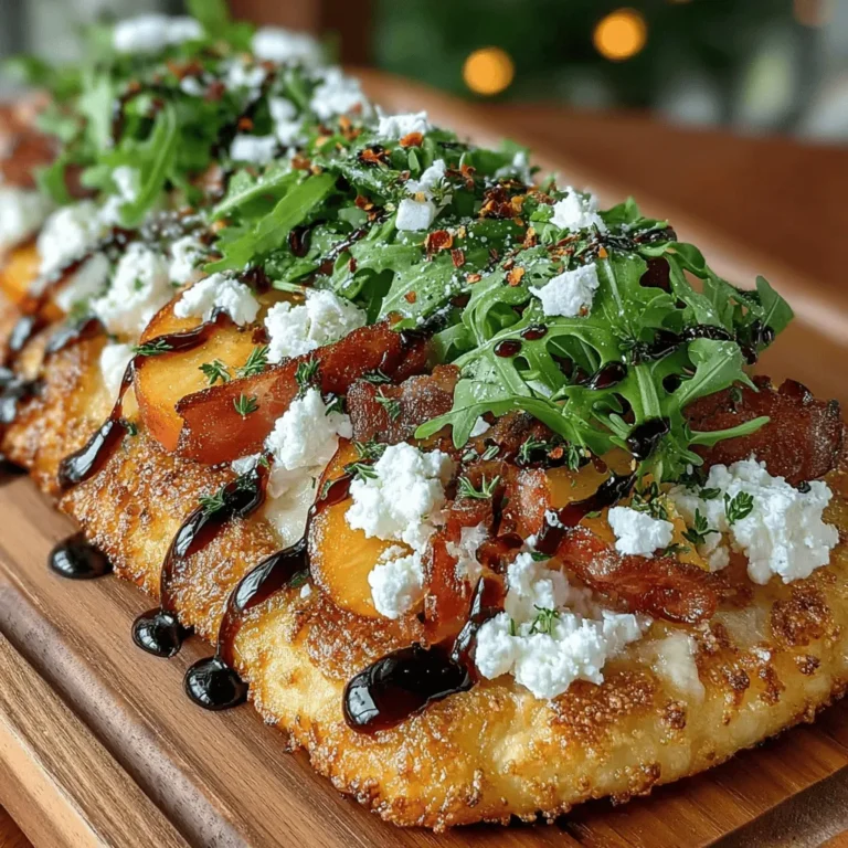 In the world of culinary delights, the marriage of sweet and savory elements can create a dish that leaves an indelible mark on the palate. One such recipe that beautifully embodies this delightful fusion is the Zesty Peach & Prosciutto Flatbread. This simple yet sophisticated dish features ripe, juicy peaches draped in salty prosciutto and complemented by creamy goat cheese, all layered on a crispy flatbread base. Whether enjoyed as a light lunch, a sophisticated appetizer, or a refreshing option for a summer picnic, this flatbread is not only visually appealing but also a feast for the taste buds.