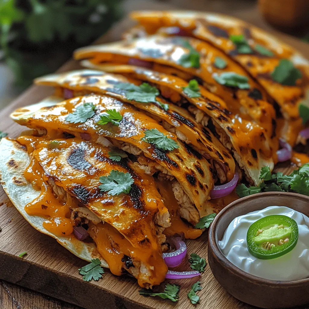 Delightful and bursting with flavor, Crispy BBQ Chicken Quesadillas are a culinary marvel that seamlessly blends savory chicken, tangy BBQ sauce, and gooey cheese, all enveloped in a perfectly crispy tortilla. This dish is not just a meal; it's an experience—a fusion of textures and tastes that can easily elevate any dining occasion. Whether you're in search of a quick weeknight dinner, a satisfying appetizer for a gathering, or simply a fun twist on traditional quesadillas, this recipe is poised to impress.