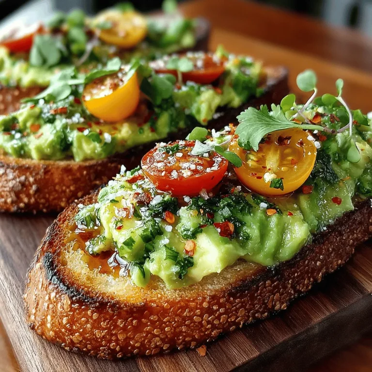 The secret to elevating your Zesty Lemon Avocado Toast lies in the finishing touches. While the base of creamy avocado and zesty lemon is already a delight, adding garnishes can enhance both the flavor and presentation. Here are some garnishing ideas that make a significant difference: