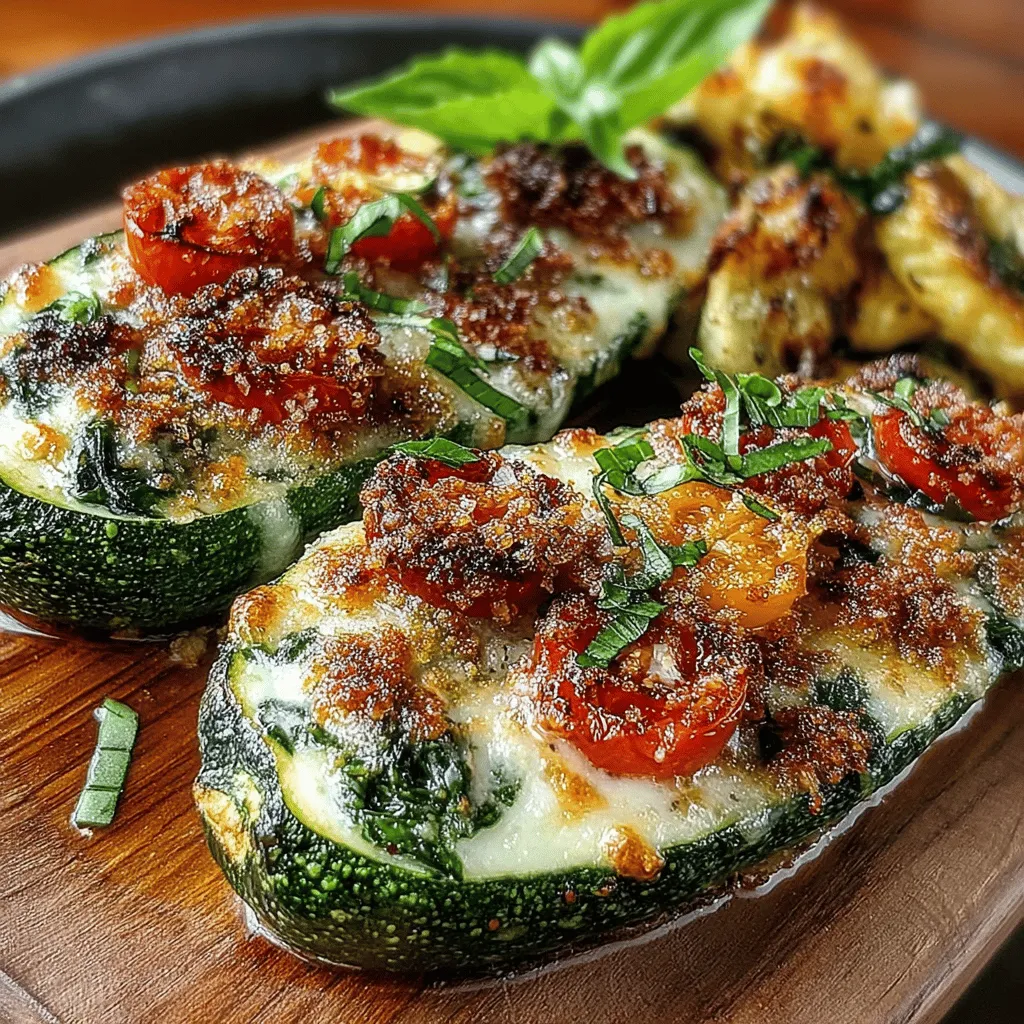 Mini Zucchini Parmesan Skillet Boats are a delightful culinary creation that brings together the best of fresh vegetables and rich cheeses, making for a healthy yet satisfying meal option. These vibrant skillet boats are not only visually appealing but also packed with flavor and nutrition, making them a perfect choice for a quick weeknight dinner or an impressive dish to serve at your next gathering. The combination of tender zucchini, sweet cherry tomatoes, nutrient-rich spinach, and a blend of cheeses creates a dish that is as delicious as it is versatile.