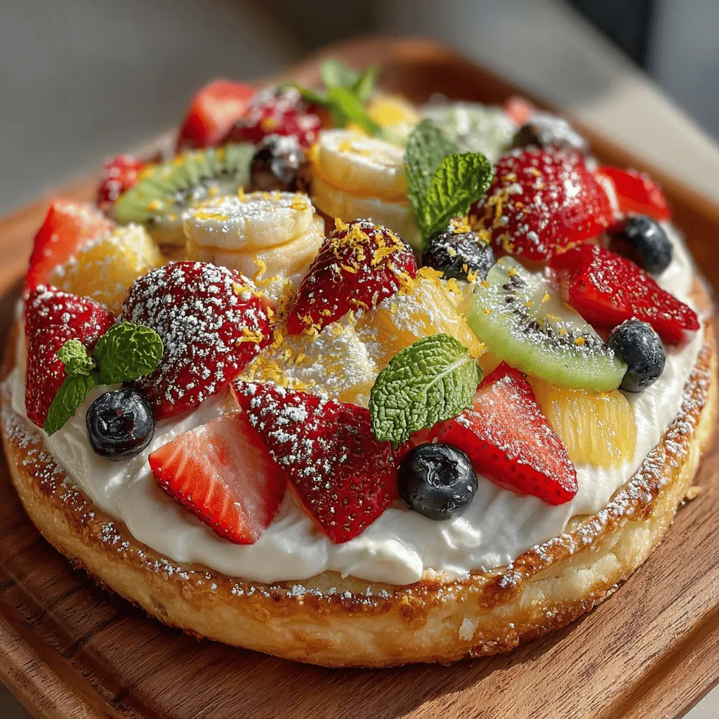 Fruity Delight Pizza is a delightful and visually stunning dessert that reimagines the traditional concept of pizza by transforming it into a sweet, fruit-filled experience. This innovative treat merges the fun of a pizza party with the vibrant flavors of fresh fruits, making it a perfect addition to any gathering. Whether you’re celebrating a birthday, hosting a family reunion, or simply indulging in a sweet craving, Fruity Delight Pizza is sure to impress and satisfy.