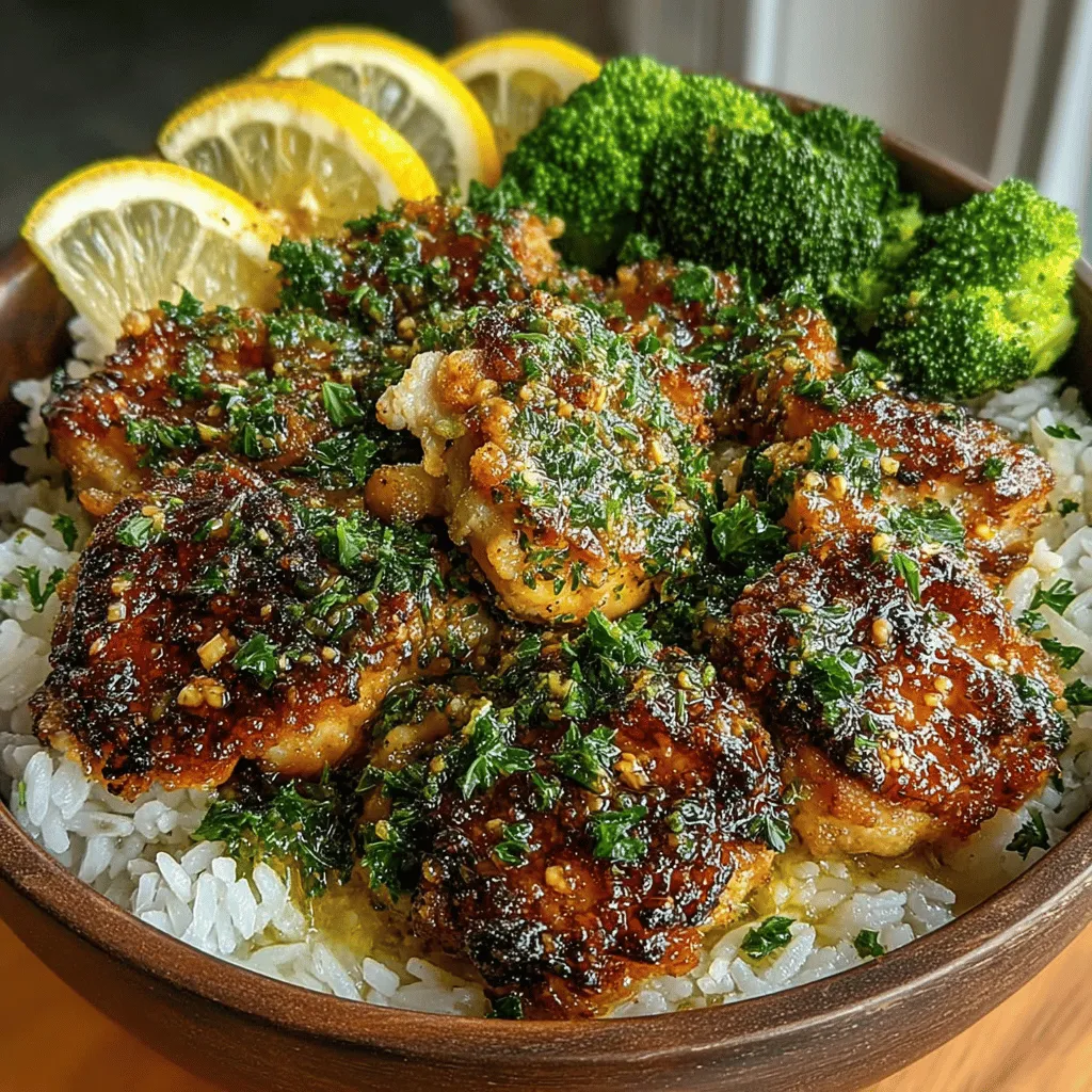 Garlic Butter Chicken Rice Bowls are a delightful and satisfying dish that brings together the rich flavors of garlic, creamy butter, and tender chicken, all served over a bed of fluffy rice. This recipe is a perfect representation of comfort food, boasting a blend of savory ingredients that not only satiate your hunger but also tantalize your taste buds. The dish's appeal lies in its simplicity, making it an ideal choice for busy weeknights when time is of the essence but you still want a meal that feels special.