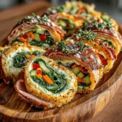 Chilling the Ham Roll-Ups Delight before serving is a crucial step that should not be overlooked. Allowing the roll-ups to rest in the refrigerator for at least 30 minutes enhances the flavors, allowing the cream cheese to firm up and the herbs to infuse their essence into the ham and vegetables. This chilling period not only helps with presentation, making the roll-ups easier to slice and serve, but it also enhances the overall taste experience. The coolness of the roll-ups pairs beautifully with the savory notes of ham and the cream cheese, creating a refreshing bite that is perfect for any occasion.
