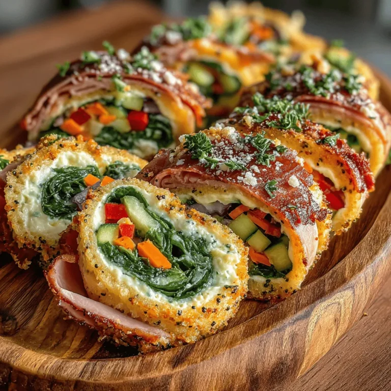 Chilling the Ham Roll-Ups Delight before serving is a crucial step that should not be overlooked. Allowing the roll-ups to rest in the refrigerator for at least 30 minutes enhances the flavors, allowing the cream cheese to firm up and the herbs to infuse their essence into the ham and vegetables. This chilling period not only helps with presentation, making the roll-ups easier to slice and serve, but it also enhances the overall taste experience. The coolness of the roll-ups pairs beautifully with the savory notes of ham and the cream cheese, creating a refreshing bite that is perfect for any occasion.