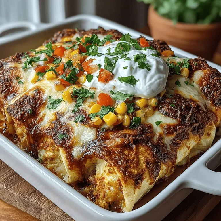 When it comes to comfort food that doesn't compromise on nutrition, Cheesy Delight Baked Chicken & Veggie Enchiladas stand out as a perfect choice. These enchiladas combine tender chicken, vibrant vegetables, and a gooey cheese topping, creating a dish that is not only satisfying but also packed with essential nutrients. The harmony of flavors—from the savory chicken to the zesty enchilada sauce—creates an irresistible meal that appeals to both the taste buds and the heart. Whether you are feeding a crowd or looking for a family-friendly weeknight dinner, this recipe is easily adaptable to accommodate various dietary preferences and ingredient availability.